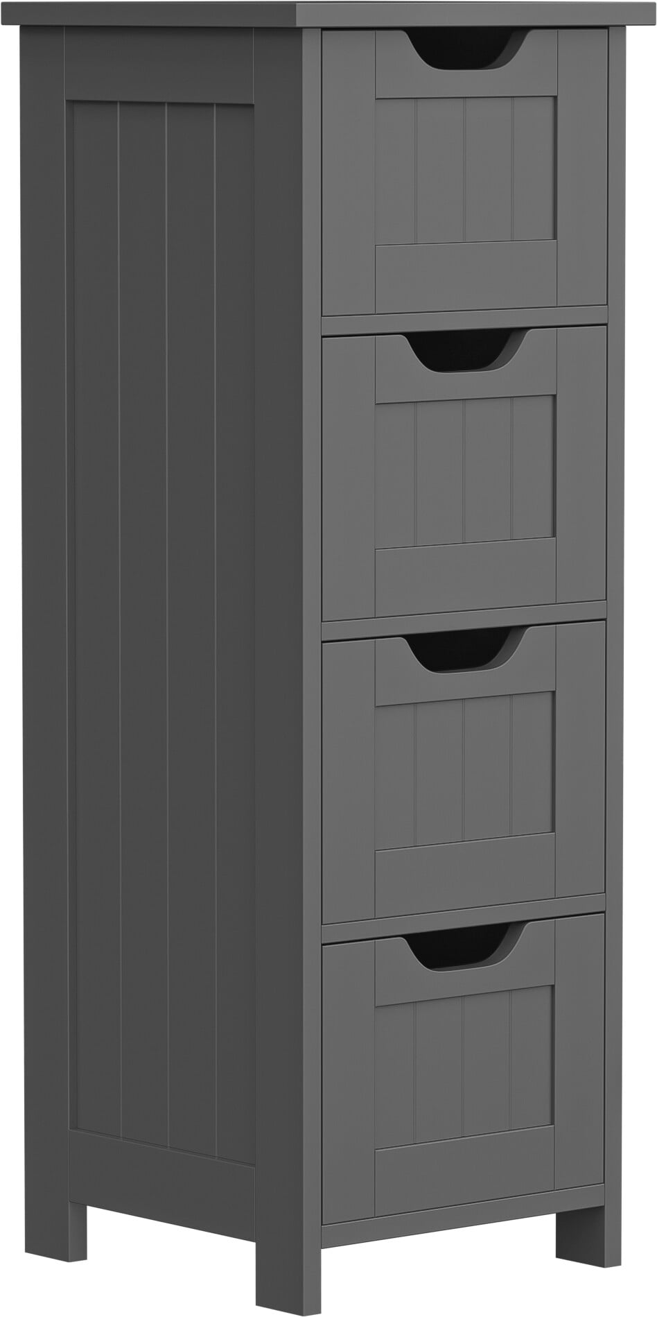 ZENSTYLE Bathroom Floor Cabinet Wood Free Standing Storage Organizer with 4 Drawers Gray