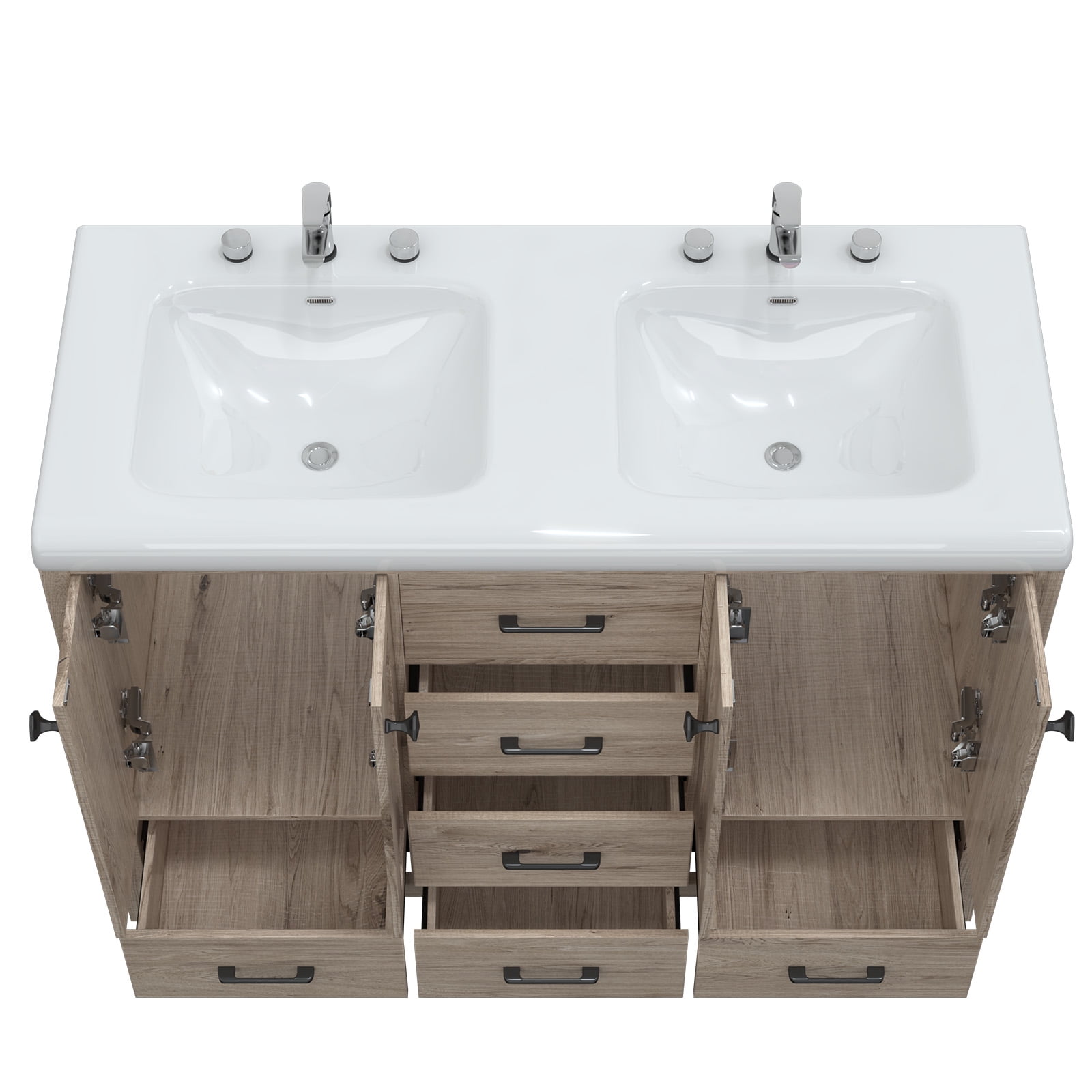 Jarbalai 47" Bathroom Vanity with Double Vanity Dual Basin Bathroom Storage Cabinet with Ceramic Sink