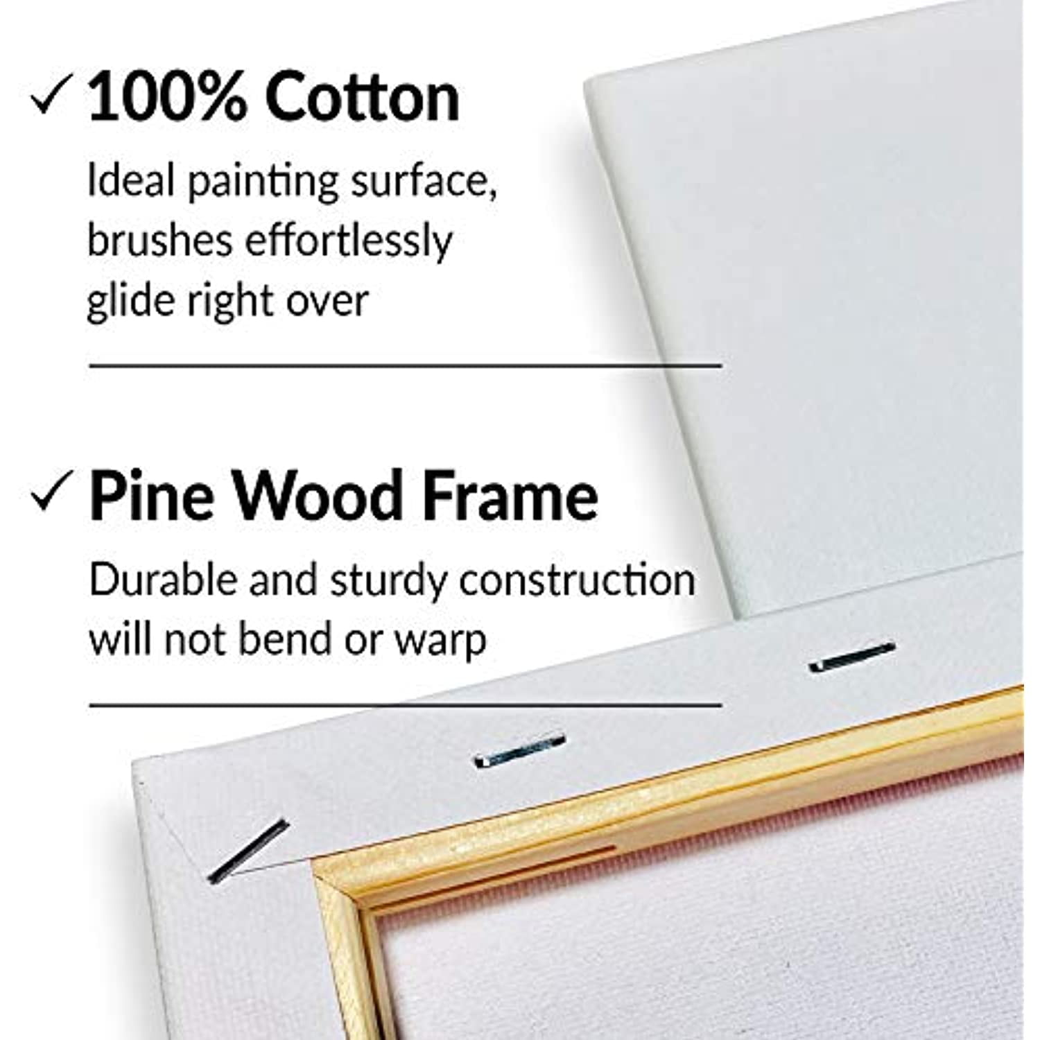 10 Pack Stretched Canvas for Painting 8x10 Blank Art Canvases for Paint