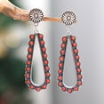 thumbnail image 2 of Nvzi Retro New Unique Design Style Dangle Drop Earrings for Women Ethnic Bohemian Vintage Jewelry （Red）, 2 of 5