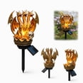 thumbnail image 3 of Solar Powered Triple Head Dragon Stake Light, Golden Crown Hydra Dragon Skull Figurine Outdoor Yard Halloween Path Decor, 3 of 7