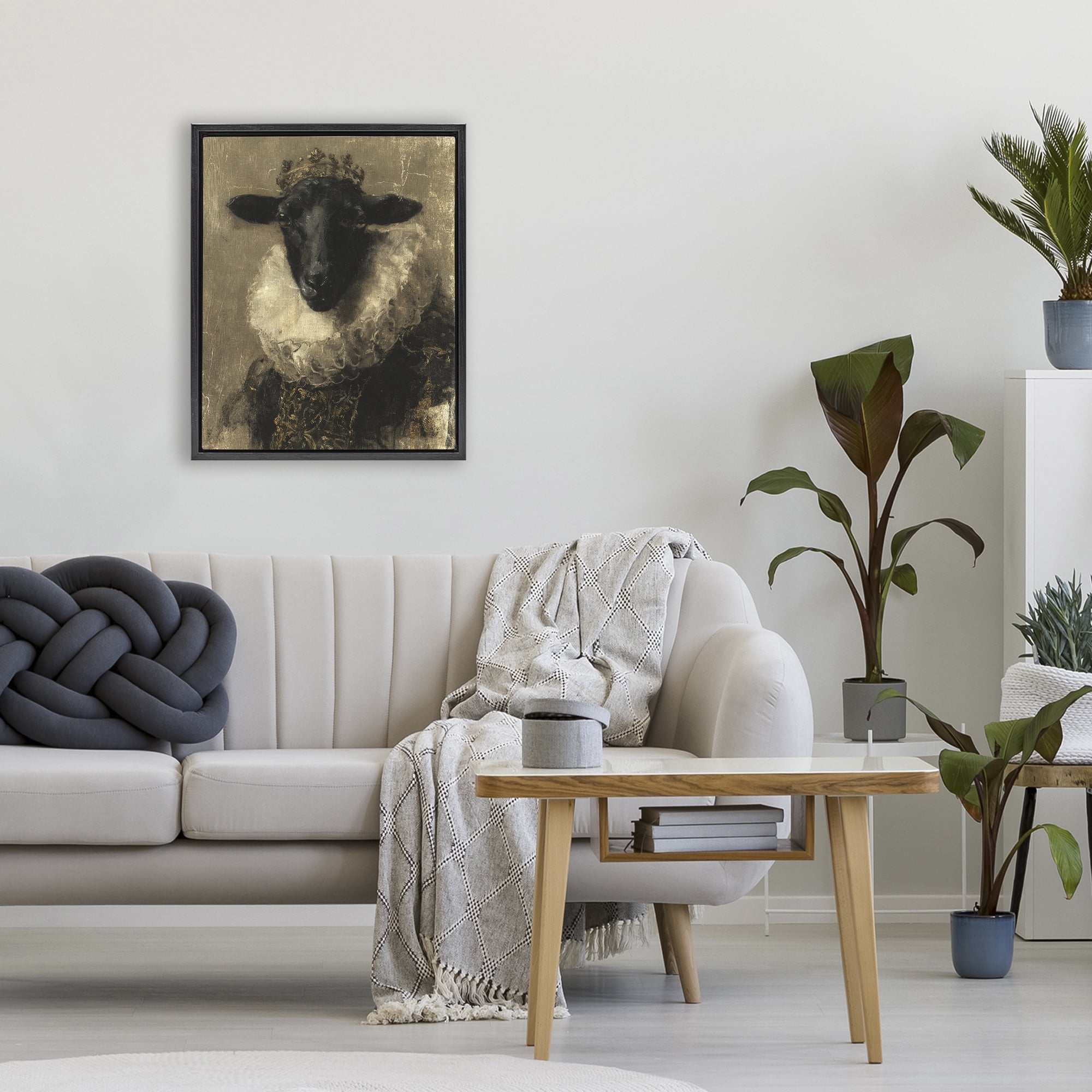 Stupell Industries Noble Ram Portrait Black Framed Floater Canvas Wall Art, design by Svetlana Aleynikova