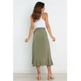 thumbnail image 6 of Wenseny Women’s Satin Asymmetrical Long Wrap Skirts Ruffled Hem Midi Skirt Olive Green M, 6 of 7