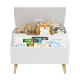 thumbnail image 5 of Kids Wooden Toy Box with Front Bookshelf,Toy Storage Organizer,Safety Hinge,Boys Girls Toy Chest Bench for Playroom Kids Room Organization,White, 5 of 7