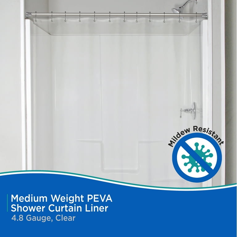 Kenney Clear PEVA Medium Weight Shower Curtain Liner, 70x72 photo 2