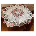 thumbnail image 4 of Handmade Crochet Floral Table Overlays Farmhouse Round Tablecloths for Wedding 18 inch Pink Rose Flower, 4 of 5