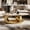 U-shaped Pedestal Gold, variant on Shaiailed 51" Gold Pedestal Coffee Table,Faux Marble Coffee Table with Symmetrical S-shaped Golden Stainless Steel Base,Unique Oval Coffee Table for Living Room