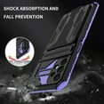 thumbnail image 6 of for Samsung Galaxy A32 5G Sliding Card Slot Back Case with Hidden Kickstand, Hybrid TPU + PC Fall Prevention Shock Absorption Anti-drop Protective Phone Case Cover for Galaxy A32 5G, Purple, 6 of 9