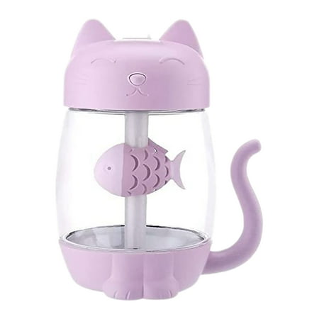 

350ML USB Cat Humidifier Cool Mist Adorable Mini Landscape Humidifier Mini USB Fan for Home Bedroom Office Car A