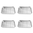 thumbnail image 1 of 4pcs 9 Inch Toaster Oven Tray and Rack Set, Small Stainless Steel Baking Pan with Cooling Rack, 1 of 5