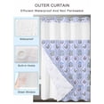 thumbnail image 4 of No Hook Shower Curtain with Snap-in Liner, Spring Floral Waterproof Fabric Bathroom Curtains, Retro Flowers Leaves Botanical Light Blue Bath Curtains & Mesh Top Window 66"x72", 4 of 9