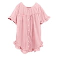 thumbnail image 4 of Womens Tops Striped Puff Sleeve Stand Collar Loose Blouse Spring Summer Shirts for Women Red 2Xl, 4 of 6