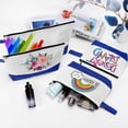thumbnail image 4 of Bolsa de maquillaje Sinzip de lona de algodón, 10 piezas, blanco y azul, 4 of 7