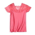 thumbnail image 4 of 2DXuixsh Blouses pour Femmes Grande Taille Aguichant Manches Courtes en Maille Transparente Doublée Ajustée Mode Sortie Justaucorps Rouge, 4 of 4