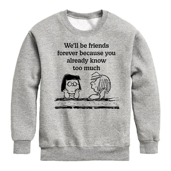 Peanuts - Friends Forever Marcie And Patty - Toddler & Youth Crewneck Fleece Sweatshirt