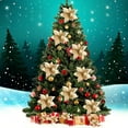 thumbnail image 1 of 15 piezas de flores de nochebuena artificiales con purpurina navideña Ormromra decoraciones de flores para bodas 8,7 pulgadas adornos para árboles de Navidad, 1 of 5