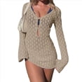 thumbnail image 3 of Vestido de Crochet de Larga para Mujer Caqui M, 3 of 7