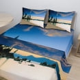 thumbnail image 2 of Ambesonne Beach Fitted & Top Sheet Set with Shams, Peaceful Paradise Trees, Blue Cream, 2 of 8