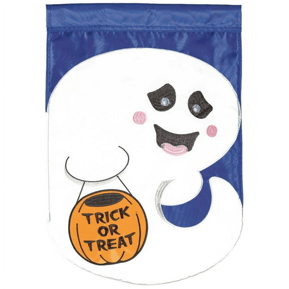 Magnolia Gardens M011678 13 x 18 in. Ghost Trick or Treat Flag Polyester Garden Flag