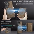 thumbnail image 3 of AutSpace Funda para Samsung Galaxy S25 Ultra 5G, Bloqueo RFID, Cuero PU, Compatible con MagSafe, Billetera Desmontable 2 en 1 con Tarjetero, Soporte, Cubierta Protectora Magnética, Marrón, 3 of 9