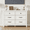 White, variant on TEQIN Modern 6 Drawers Dresser For Bedroom, 32" Tall Dresser Chest Of Drawers, Wood Mid Century Storage Dressers Organizer For Bedroom, Living Room