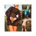 thumbnail image 4 of Txlixc Mujeres Sexy Hollow Out Mini Vestido Crochet Knit Manga Larga Sin Espalda Cubrir Impreso Short Beach Sundress Txlixc Moda, 4 of 4