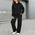 thumbnail image 2 of Mercatoo Girls Boys 2 Piece Tracksui𝐭 Wide Leg Sweatpants & Hooded Sweatshirt Elastic Waist Baggy Straight Leg Pants Athletic Outfits, 2 of 7