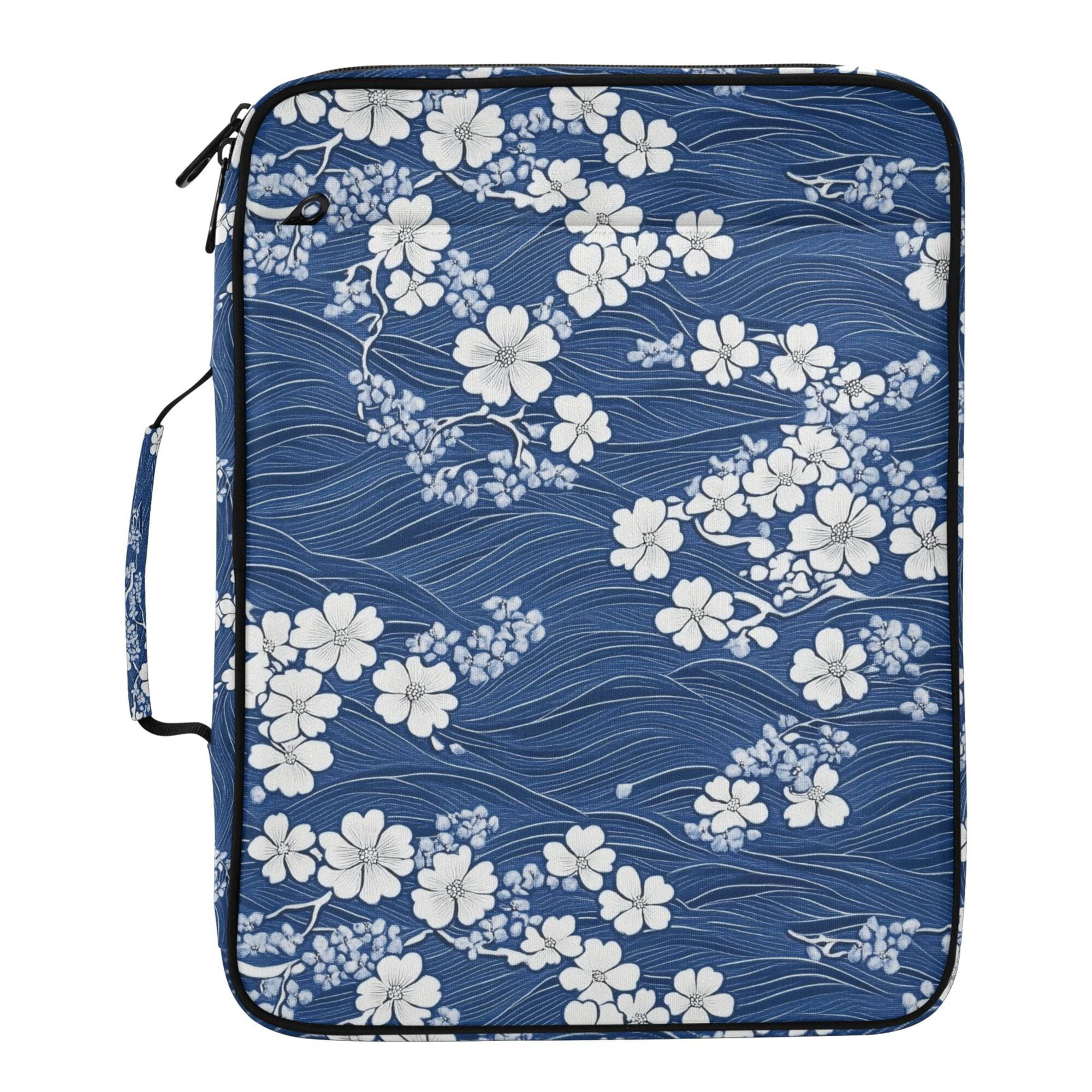 FORMRS Accordion File Folder A4 Size 7-Pocket Expanding Document Organizer Bag with 3 Ring Binder, Floral Ocean Waves