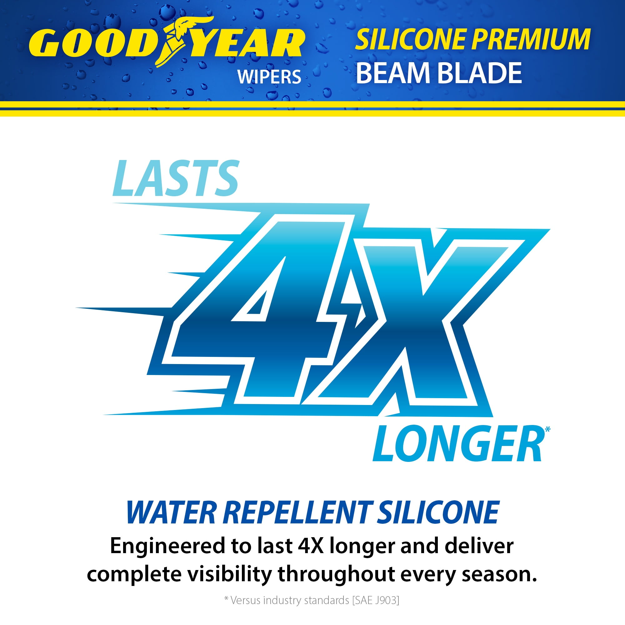 Goodyear Silicone 18" Premium Beam Windshield Wiper Blade with Universal Adaptor, Replacement Beam Wiper Blade for Curved Windshields, Pack of 1