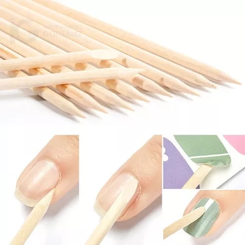 Empuja Cutícula Set de Palitos De Naranjo Manicura Uñas 100 Piezas Belié Palitos