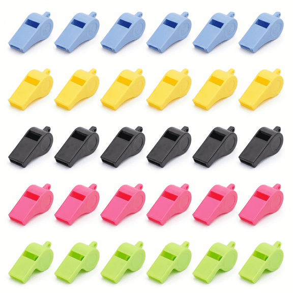 ROSEXIXI Whistle 30pcs Whistles Bulk with Neck Lanyards Durable ABS Plastic Emergency Signaling Tool High Decibel Loud Mouth Piece Referee Gear for Coaches Sports Training and Outdoor Survival
