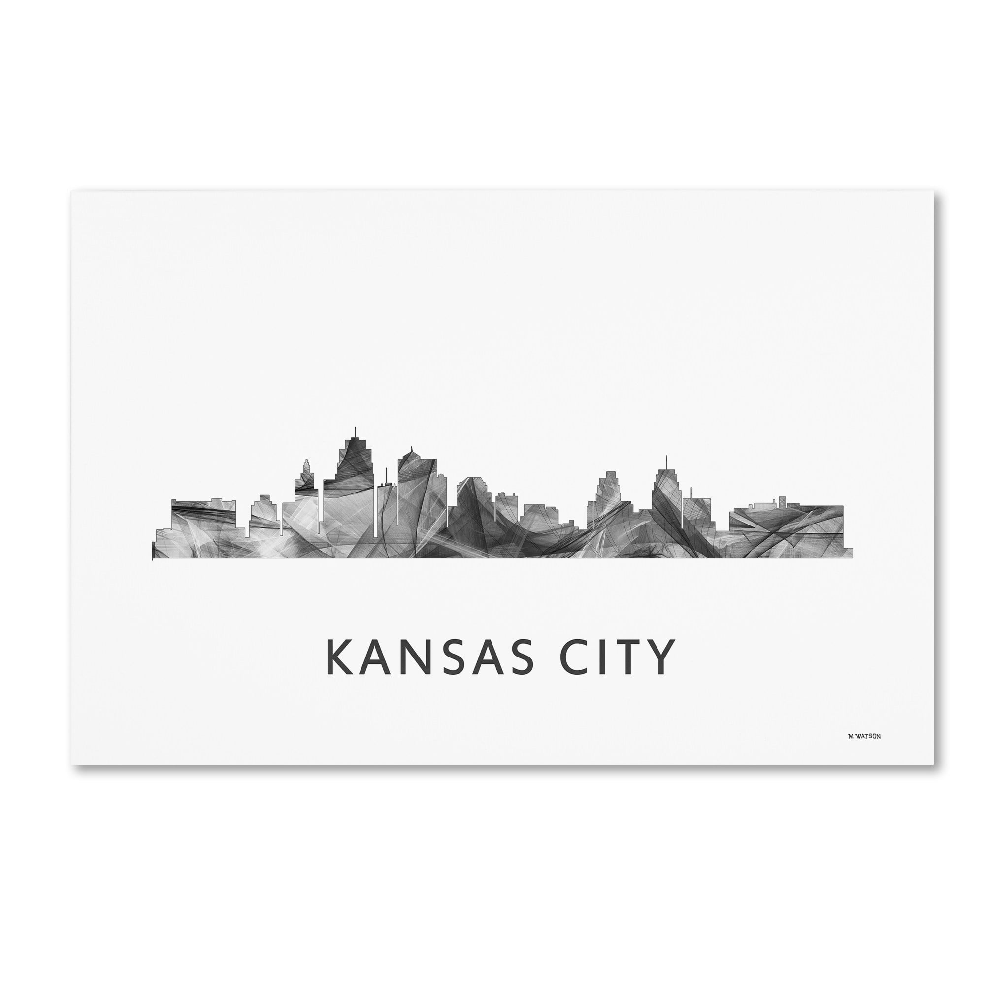 Trademark Fine Art 'Kansas City Missouri Skyline WB-BW' Canvas Art by Marlene Watson