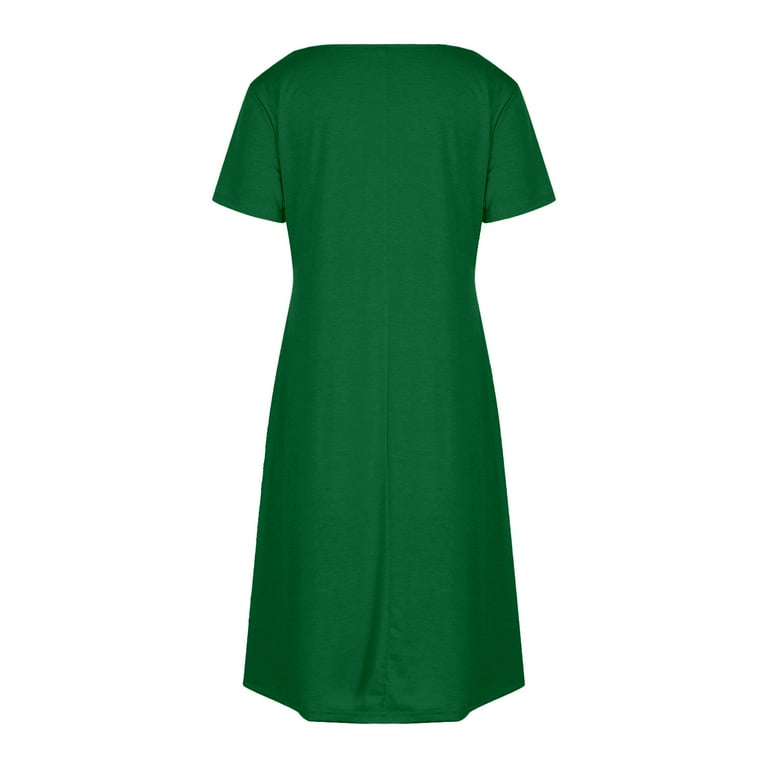 Blmnix Popover Dresses for Women Cotton Casual Dresses Mini Petticoat Green  Short Sleeve V-Neck Slip Dress,XL - Walmart.com
