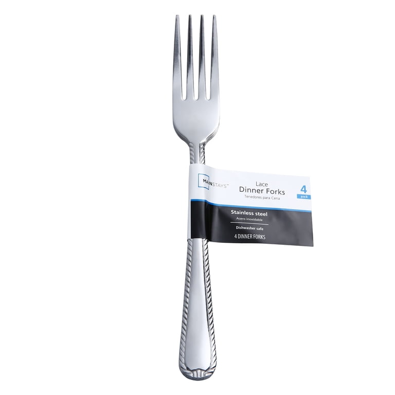 Mainstays Lace Stainless Steel Silver Adult Dinner Spoon, 4- Piece