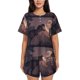 thumbnail image 1 of Fotbe Dinosaur Moonlit Forest Conjunto de Pijama Estampado para Mujer, 2 Piezas, Ropa de Dormir con Camiseta de Manga Corta y Shorts Suaves-4X-Large, 1 of 6