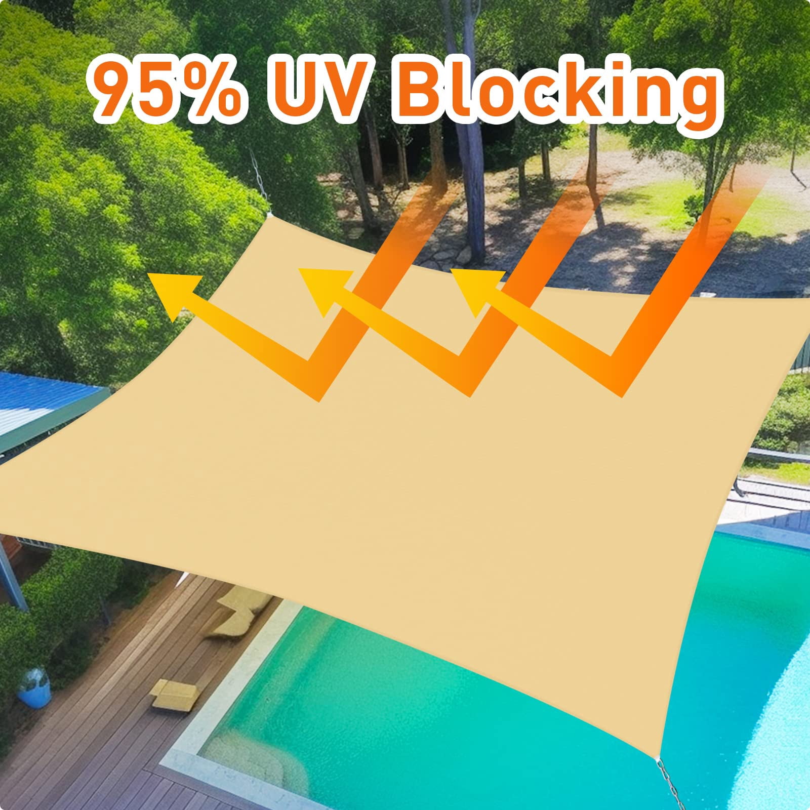 Outdoor Sunshade Sail Canvas Canopies & Privacy Screens Shading for Patio Garden Backyard, 16'x16'