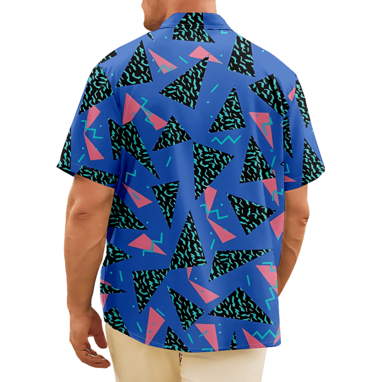 Vintage Hutspah Men's Button Up Multicolor Retro Geometric Shirt Large  FLAWS