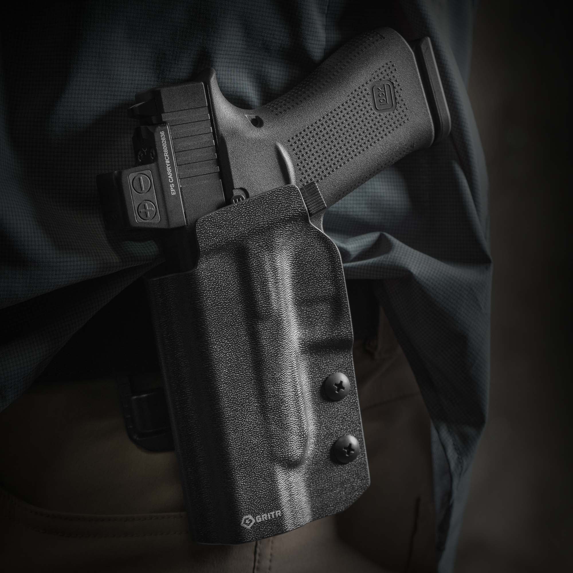 GRITR OWB Kydex Left Hand Gun Holster Compatible with Glock 48/G48 MOS