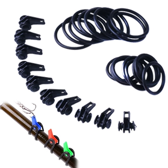 Goowood 10Pcs Hook Keeper for Fishing Rod Plastic Lure Holder with Elastic Rubber Rings Fishing Tackle Rod Clips