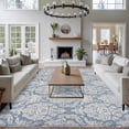 thumbnail image 5 of Retro Ethnic Style Flowers Blue Washable Area Rug 5 x 7 ft , Soft Non Slip Rugs Stain Repellent Indoor Felt Carpet for Living Dining Room Bedroom Home Office, 5 of 9