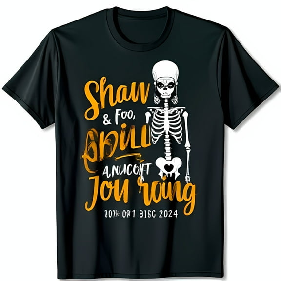 Foo Skeleton Crown Graphic Black T-Shirt Concert 2024