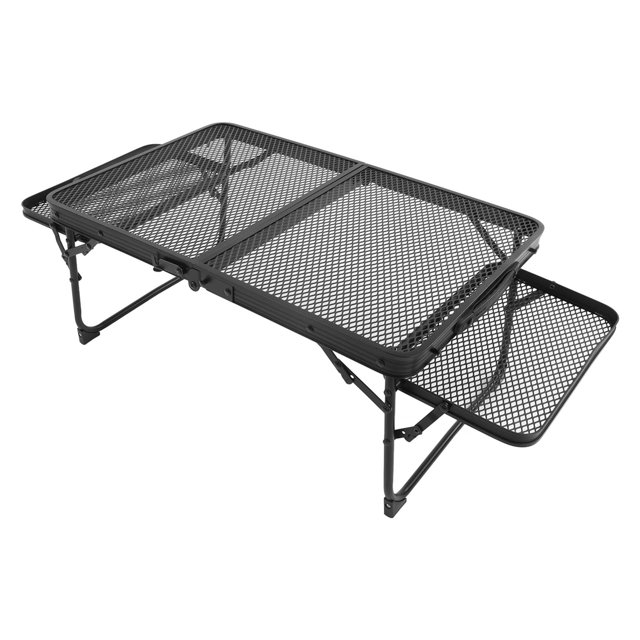 Table de Camping Pliable Extérieure, Table Pliante Noire à Haute Capacité de Charge 2 Niveaux pour Randonnée