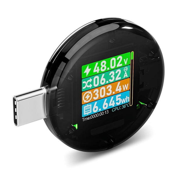 Probador de medidor de potencia USB C, multímetro USB, detector de voltaje, corriente, amperios y voltios, comprobador digital para cargadores, bancos de energía y cables