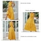 thumbnail image 5 of Vestido largo de mujer con cuello halter, sin mangas, dobladillo con volantes fluidos, cinturón de cintura, vestido de verano de color puro amarillo S, 5 of 6