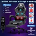 thumbnail image 3 of HOFFREE 7-Point Massage Gaming Chair with Footrest Reclining Computer Chair with Heated Lumbar Support Ergonomic Game Chairs for Adults Home Office Desk Chairs with Linkage Armrests, 3 of 10