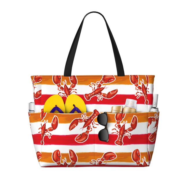 Easygdp Red Lobster Bolsa de Viaje de Playa de Gran Capacidad, Bolsa Tote Perfecta para la Playa, Escapadas de Fin de Semana y Viajes