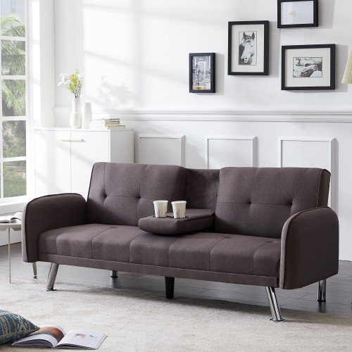 Futon Bed Couch Modern Sofa Sleeper Design For Living Room Or Bedroom Including Metal Legs And Upholstery Sofabed Walmart Com Walmart Com