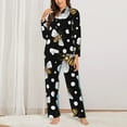 thumbnail image 3 of Kll Honey Bees At Night Print Women'S Long Sleeve Pajamas With Pants Sleepwear Loungewear 2 Set-Large, 3 of 9