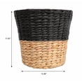 thumbnail image 4 of happimess Toby Contemporary Bohemian Two-Tone Handwoven Water Hyacinth 3.1-Gallon Tapered Round Wicker Waste Basket, Black/Natural (Set of 2), 4 of 6