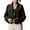 Black, variant on PUWEI Women's Cropped Short Cardigan Long Sleeve Open Front Sweater Collar Jacket Coat